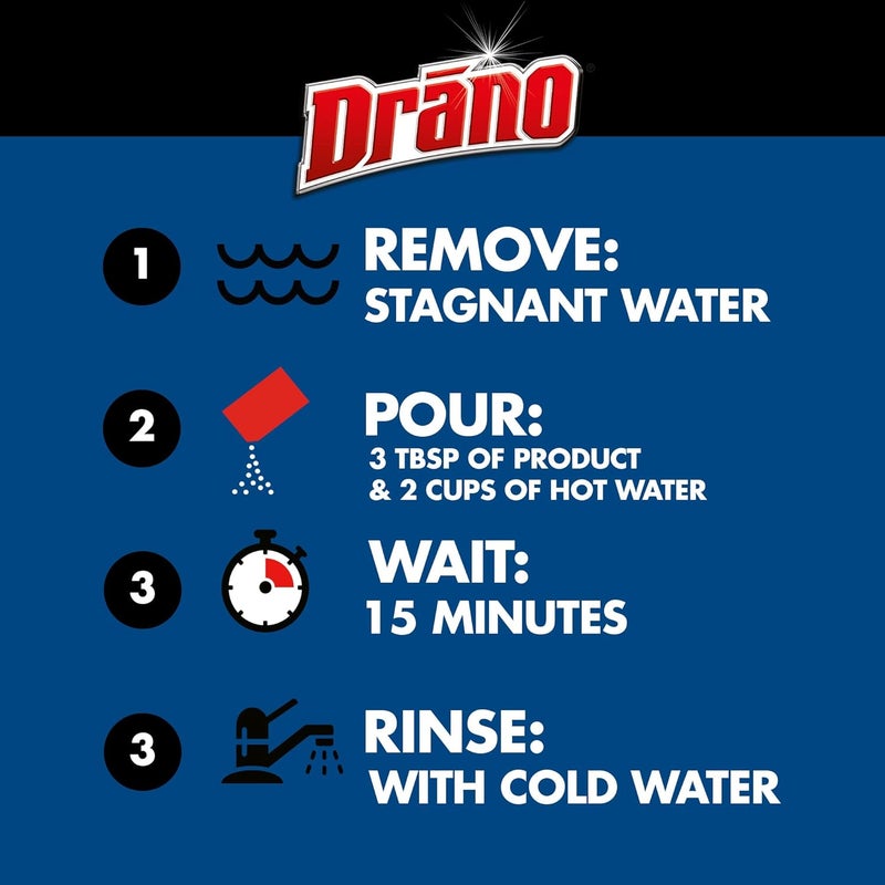 Drano Kitchen Granules Drain Clog Remover and Cleaner, Unclogs Blockage from Grease or Cooking Oil, Commercial Line, 17.6 Oz - Image 3